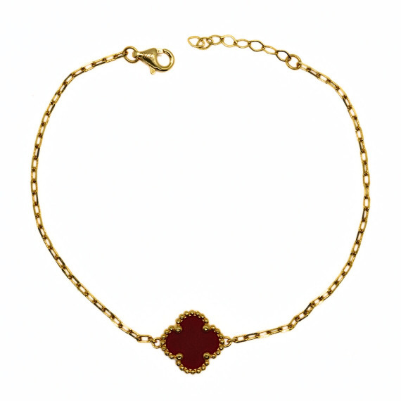 Wholesale Red Clover Leaf Bracelet- 22 Carat Gold - Adjustable 18cm - 24cm