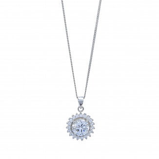 Round Sparkle Halo Necklace