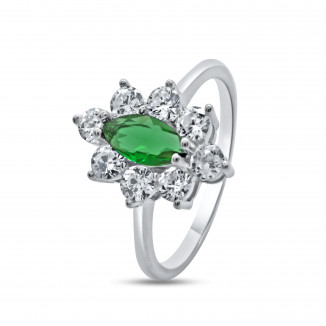 Emerald Enigma Marquise Flower Ring