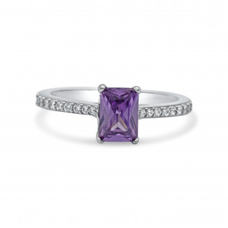 Jewel of the Night Amethyst and CZ Ring