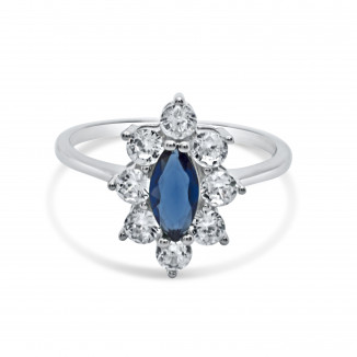 Whispering Sapphire Marquise Flower Ring